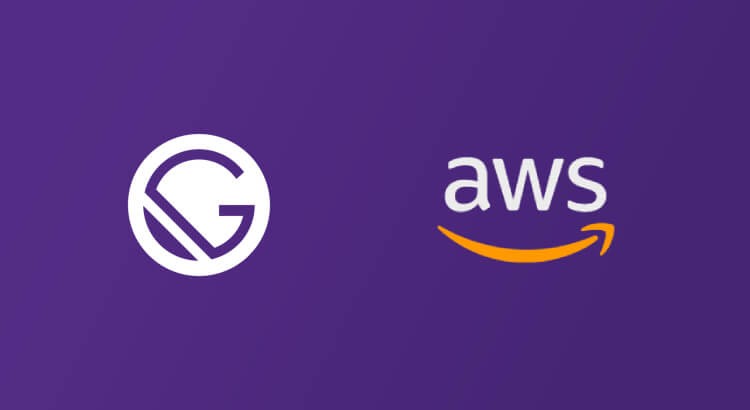Gatsby JS and AWS icon on purple background