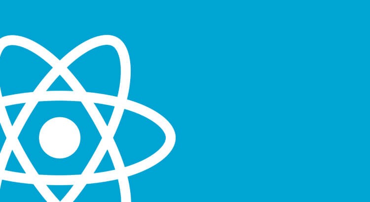 React logo in white on a blue background