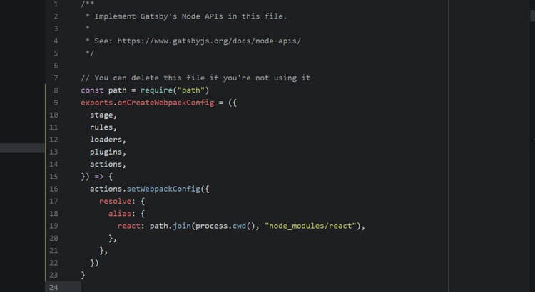 Atom console with Gatsby JS Node Wepack code